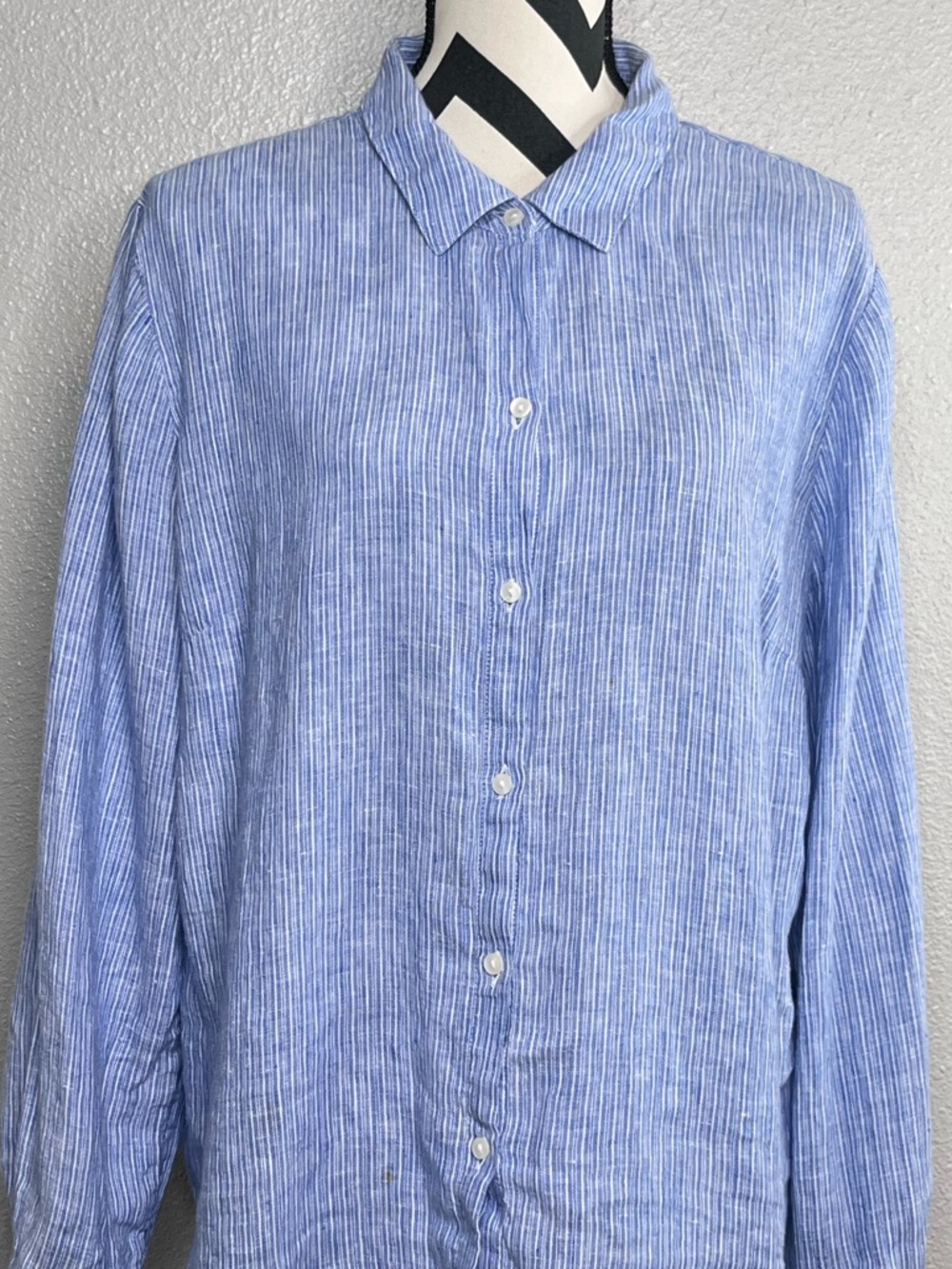 Charter Club Sz XL 100% Linen Striped Boho Lightweight Mixed Print Tunic Shirt - Picture 3 of 12